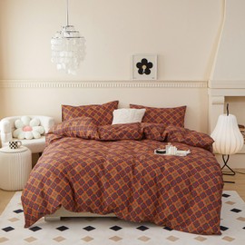 EAVD Queen Cotton Duvet Cover Boho Floral Bedding Set with 2 Pillowcases Reversible Chic Bohemian Floral Duvet Cover with Zipper Closure Vintage Floral Comforter Cover Set