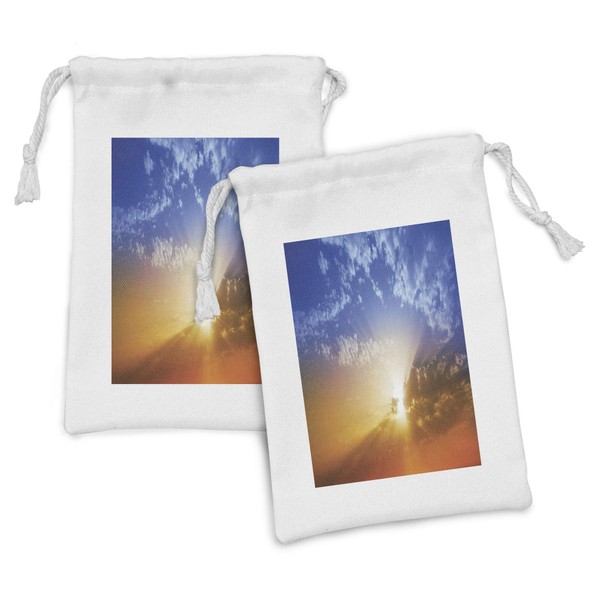 Lunarable Clouds Fabric Pouch Set of 2, Sunset Sky Through