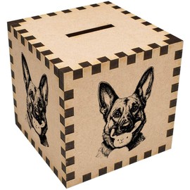 'German Shepherd with Bunny Toy Portrait' Money Box/Piggy Bank (MB00113397)