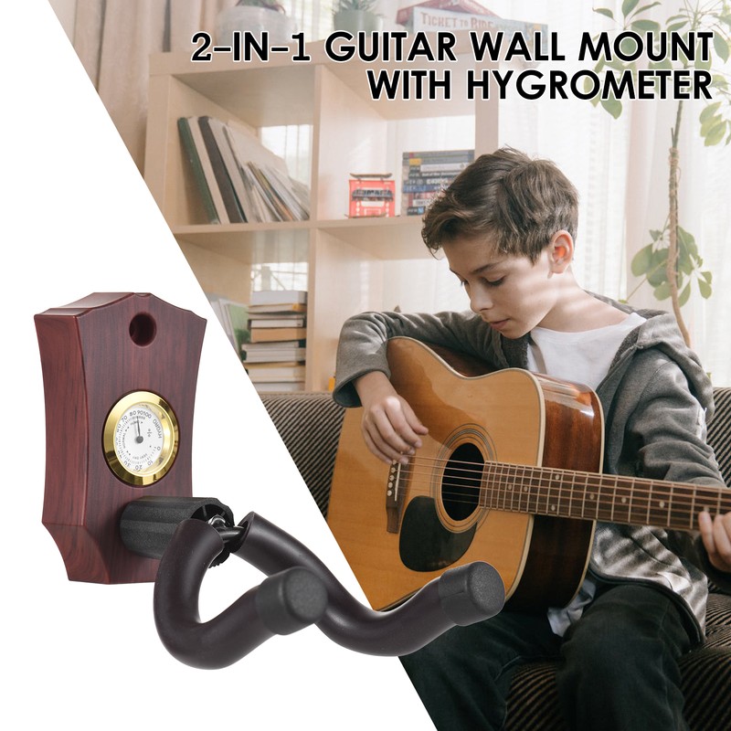 2-in-1 Guitar Wall Mount with Hygrometer Humidity Meter Guitar Wall