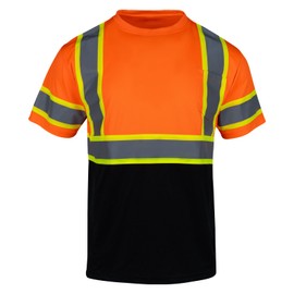 FONIRRA 3 Pack Safety Reflective High Visibility Shirt for Men Hi Vis Construction Work Shirts with Short Sleeves, Orange1_3pcs, X-Large