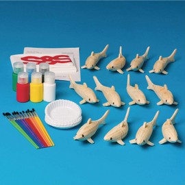 S&S Worldwide Flexible Wood Shark Craft Kit, Includes Wood Sharks, Paint & Brushes. Great for Shark Week Crafts. for Kids & Adults. Sharks are 4-1/2"l x 1-1/4"w. Makes 12.