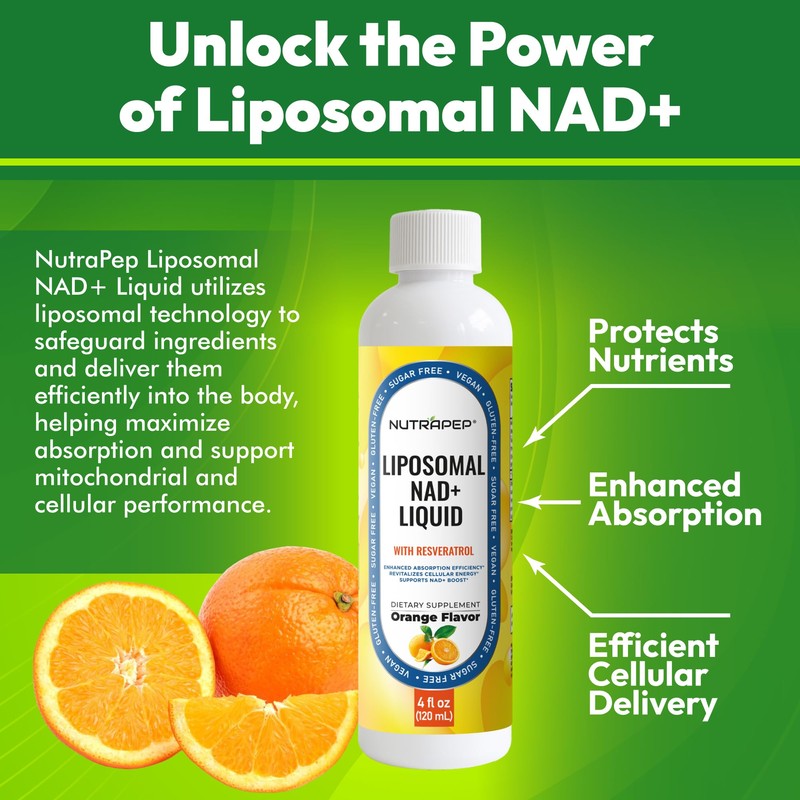 NutraPep NAD+ Liquid Supplement - Liposomal NAD+ Boost for Healthy