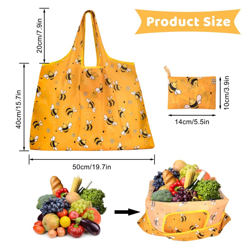 Heveer Foldable Shopping Bag, Reusable Shopping Bag, 50 x 66