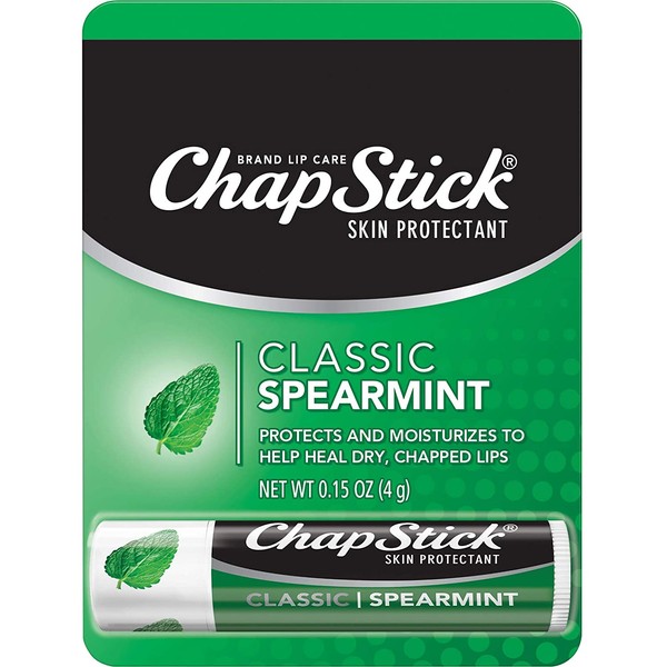 ChapStick Classic Spearmint Lip Balm Tubes, Spearmint ChapStick for Lip Care - 0.15 Oz (Pack of 12)