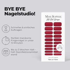 Original Miss Sophie UV Gel Nagelfolien Paris Je T'aime UV I 20 UV Gel Nagellack-Streifen einfarbig I F√ºr Finger- & Fu√ün√§gel