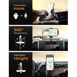 LISEN CD Slot Phone Mount for Car, Adjustable CD Phone Holder for Car Phone Mount for iPhone Ultra Sturdy Vent Cell Phone Holder Mount for iPhone 16 Pro Max Plus Accessories (Silver)