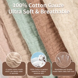 GULIFAN 5 Pack Baby Muslin Washcloths,100% Cotton Wash Cloth Set for Baby Face Body Comfy and Soft for Newborn Infants Kids Girls and Boys,Best Gift for Newborn Baby