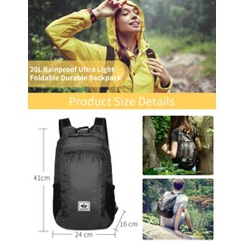Foldable Backpack, Lightweight Travel Backpack for Outdoor, Waterproof Mountaineering Bag, Foldable Rock-Climbing Bag for Women Men, Durable Hiking Daypack Shoulder Bag for Outdoor Camping