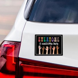 Everyone is Welcome Here Magnet, Resist Hate Magnet, Anti-Trump, Resist Racism, Resist Fascism - 6" x 4.5"