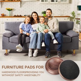 Premium Solid Wood Furniture Pads 4-Pack - Shock-Absorbing, Scratch-Proof Floor Protectors for Bed, Sofa, Chairs on Hardwood Floors & Carpets (Walnut, Round)