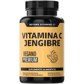 Beyond Vitamins | Vitamina C potenciada con antioxidantes y anti-inflamatorios, Jengibre, Equinácea, Ajo, Orégano, Zinc y Vitamina D3, Cápsulas veganas (180 Cápsulas)