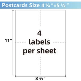 VZCPYTPM Printable Postcards 4.25" x 5.5",200 Blank Post Cards for Mailing,Invitations,Announcements,for Inkjet & Laser Printers,Perforated Cardstock for Custom Designs