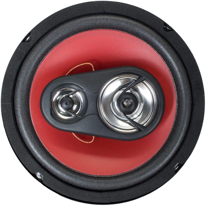 2 Pairs of Audiobank 6.5" 400 Watt 3-Way Red Car