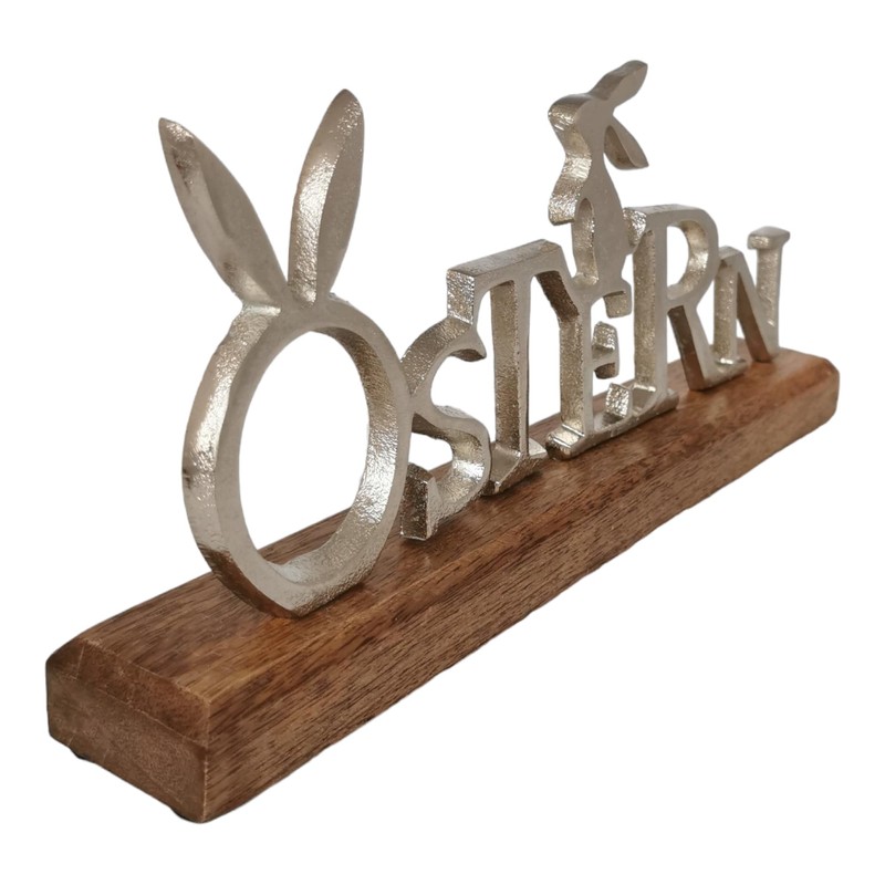 Lettering Easter Made of Aluminium and Wood with Easter Bunny