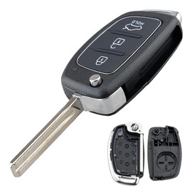 Vivva Replacement Key Shell 3 Buttons,Car Remote Key Fob Case for Hyundai, Santa Fe, Sonata, ix25/ix35/ix45/Tucson/Accent/Verna/Solaris/Elantra Folding Keyless Entry Auto Car Key Case Fob Cover