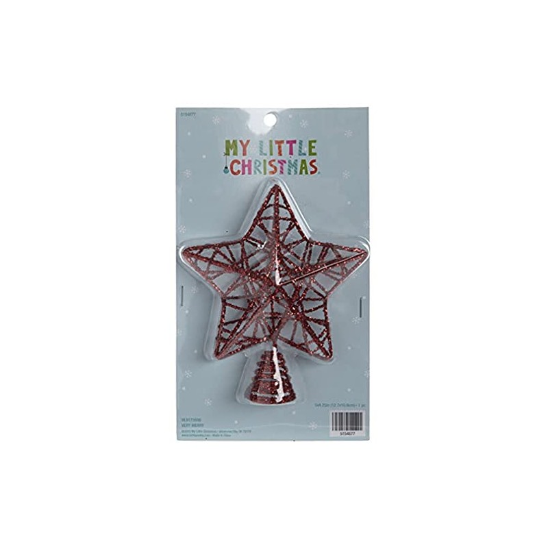 Red Glitter Wire Star Mini Tree Topper - 5 Inch