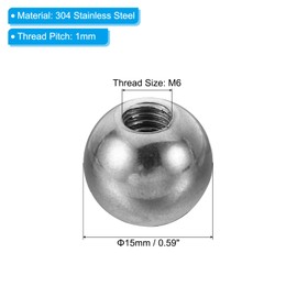 PATIKIL M6x15mm Ball Nuts Knob, 2 Pack Female Thread 304 Stainless Steel Round Blind Hole Screw Cap Cover for Lighting Machinery DIY Decoration, Silver