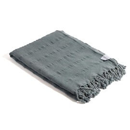 InfuseZen Stonewashed Turkish Bath & Beach Towel –100% Organic Turkish Cotton - Soft, Lightweight, Absorbent - Quick Dry, Sand Free - Swim, Pool, Shower, Travel - Peshtemal, Hammam Spa Towel - Denim