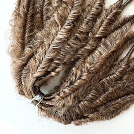 20inch Curly Dreads with FishBone Braid Boho Style Synthetic Double Ended Dreadlock Extensions 10 Strands Handmade Soft DE Dreadlock Extensions (Brown)