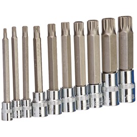 J&R Quality Tools 4-Inch Extra Long XZN Triple Square Spline Bit Socket Set, S2 Steel | 10-Piece Set