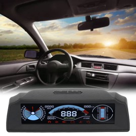 Intelligent HUD Display, Inclinometer, OBD HUD Multifunctional LCD Color Screen OBD Speed Voltage Showing Universal for Automobile