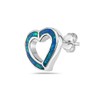 925 Sterling Silver Blue Turquoise-Tone Simulated Opal Open Love Heart