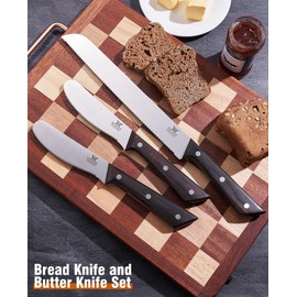 Naitesen 3PCS Serrated Bread Knife and Butter Knife Set