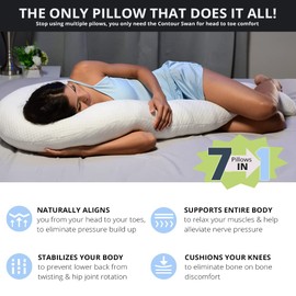 Contour Swan Body Pillow w/Pillowcase Cool XL - As Seen on TV