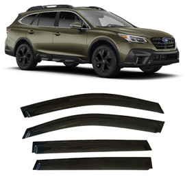 2020-2025 Tape-On Side Window Visor Deflectors Rain Guards for Subaru Outback Premium Limited Touring Dark Tinted Protectors 2021 2022 2023 2024