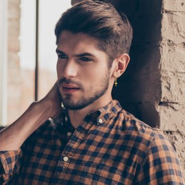 JewelryWe Men Women Pair of Stainless Steel Dangle Cross Hoop Earrings,Gold