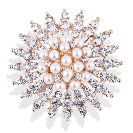 Kaichen Vintage Snowflake Brooch Pins for Women, Rhinestone Winter Flower Lapel Pins Crystal Brooch Badge Pins Cloth Dress Accessories Jewelry