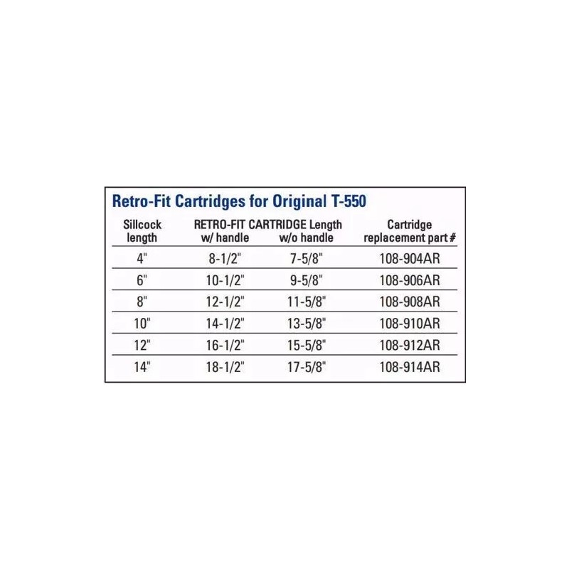 Legend 108-908AR Replacement Cartridge For Original 8” Frost Free T-550