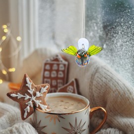 Unomor Glass Hummingbird Figurine - Multi-Color 3D Ornament with Hanging Loop for Indoor & Outdoor Decor, Inspiring Symbol, 3.34 X 2.44 X 1.57 Inch