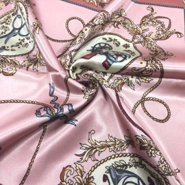 YOUR SMILE Silk Like Scarf Women's Fashion Pattern Large Square Satin Headscarf Head Dress (201)