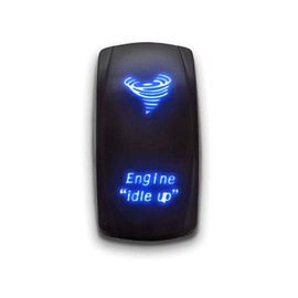 Engine IDLE UP - Blue - Stark 5-PIN Laser Etched LED Rocker Switch Dual Light - 20A 12V ON/Off