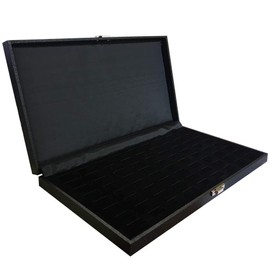 Black Leather Wrapped Jewelry Ring Display Tray Organizer ~ Holds 72 Jewelry Rings