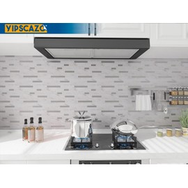 Yipscazo 10 Sheets Peel and Stick Stone Metal Tile Backsplash, Stick on Tiles for Backsplash Kitchen, Bathroom, Laundry Room, Camper, Fireplace (12'' X 12'', Bright Carla White)