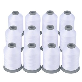 Simthread All Purposes Sewing Thread, 12 Spools Size 40D/2 Polyester Thread for Sewing, Quilting & Sewing Machine - Handy Polyester Sewing Threads for Sewing Machine, Each Spool 765 Yards - White