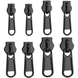 HUIKKJP Zipper Pulls Set of 8 4 Sizes Replacement Zipper Metal Zipper Repair Parts Replacement (Black)