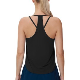 Dragon Fit Women's Athletic Tank Tops Yoga Workout Racerback Tops Quick Dry Running Sleeveless Shirts Black