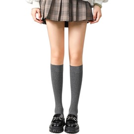 JIOYIEO Women's Knee High Socks, High Socks, For Beautiful Legs and Leg Lengthening Effect, Anti-Slip, Cute, Women's Socks, Solid, Soft, Stretchy, Odor Resistant, Compression, Below Knee, Commute,