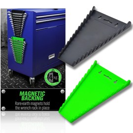PRODIGY-ONE Wrench Holder with Magnet, 12 Pack of 2, Wrench Rack Organization, Wall Mount (Green & Black)
