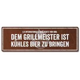 Interluxe Metal Sign "Dem Grillmeister ist kühles Bier" [German Language] - Sign for the Grill as a Gift or Decoration for the Barbecue Licke, Weatherproof and Made in Germany