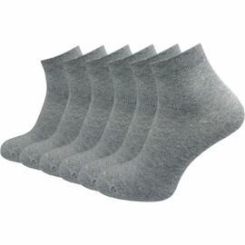 GAWILO Men's Quarter Socks Made of 100% Pure Cotton (6 Pairs | 10 Pairs) | Short & Thin Socks | Without Pressing Seam Over the Toes, Light Grey | 6 Pairs, 47 - 50