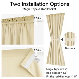 Vatge Self Adhesive French Door Curtain - Front Door Curtain Panel for Glass Window and Patio Door, 1 Panel, W25 x L72, Light Beige