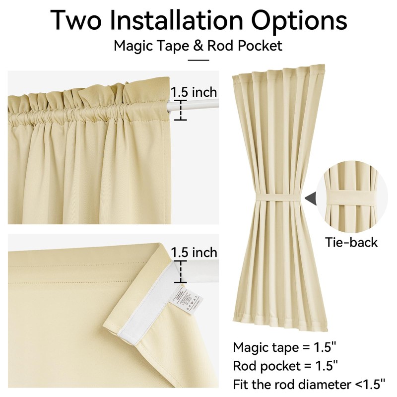Vatge Self Adhesive French Door Curtain - Front Door Curtain