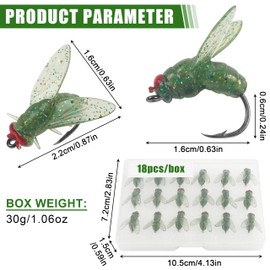 Bionic Fly Fishing Bait, 18pcs/36pcs Trout Jig Swimbait Dry Flies Bass Fly Fishing Lures Kit Panfish Lure Fly Fishing Hook Artificial Soft Bait for Freshwater Saltwater, Green