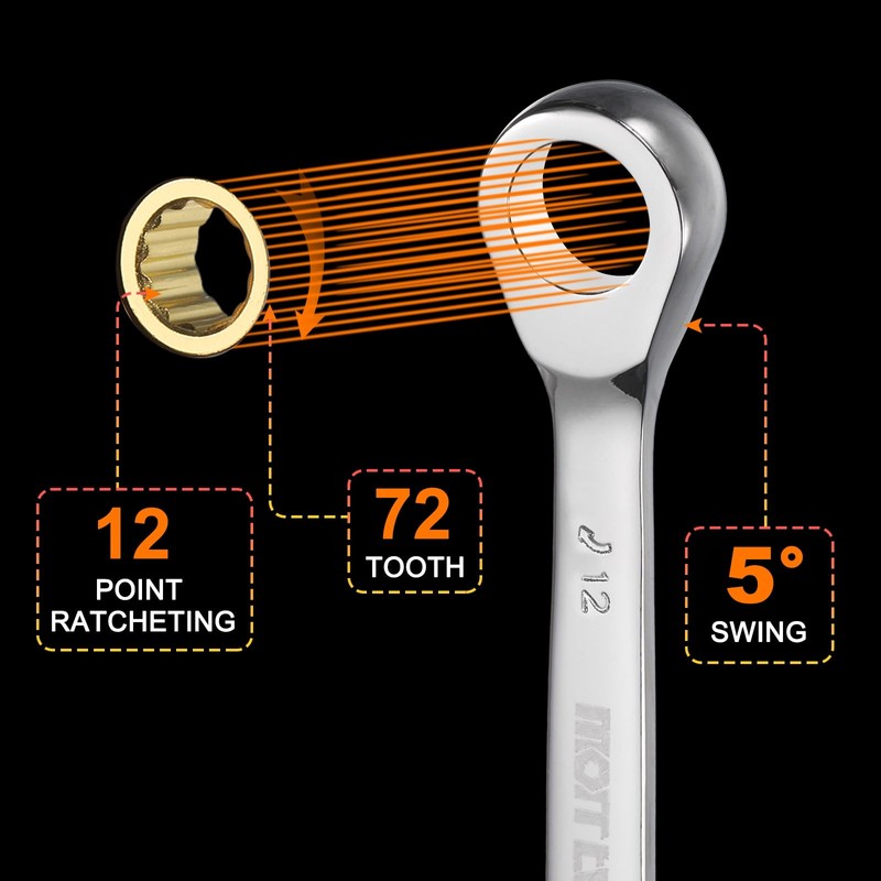 sourcing map Double Box End Ratcheting Wrench 12mm-14mm CR-V Steel