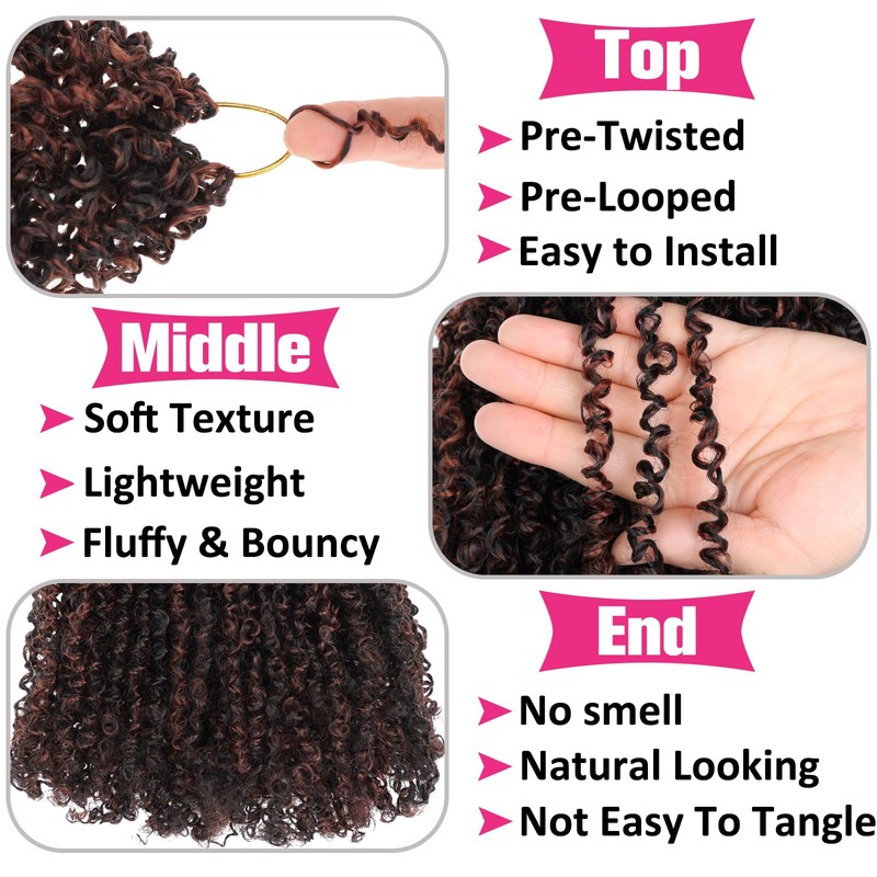 Unionbeauty Pre-twisted Yanky Twist Crochet Hair 12 Inch 8 PCS
